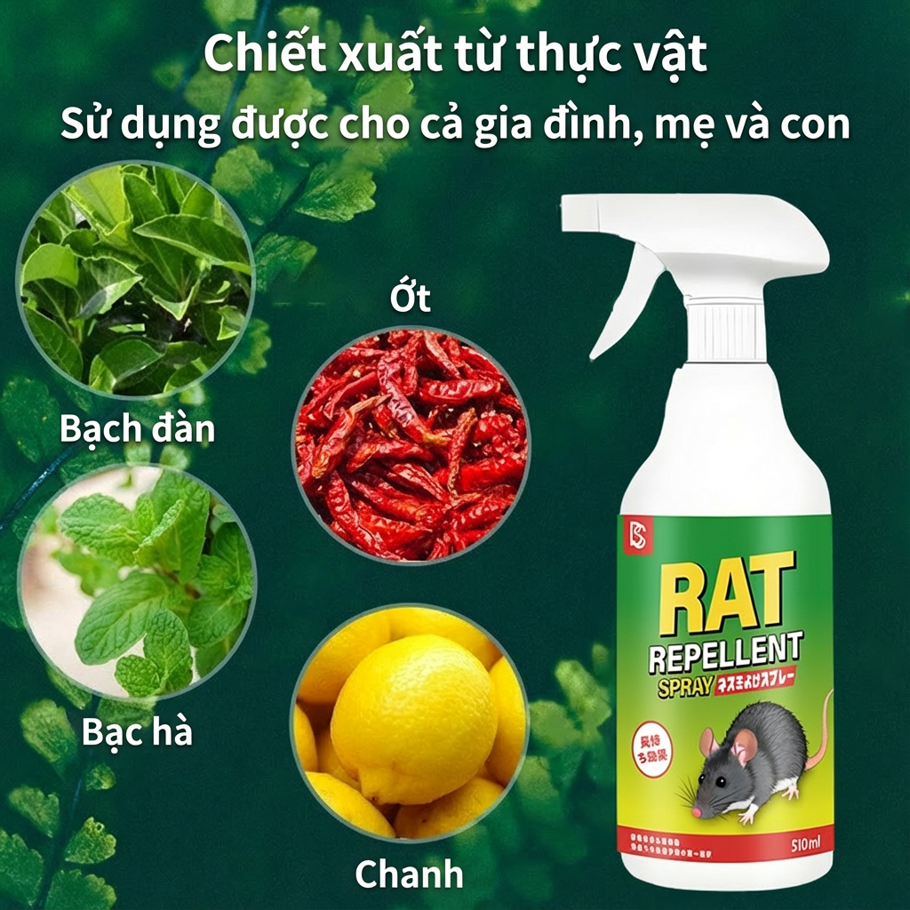 🐭🚫 10.000 năm không còn chuột! 🚫🐭 Xịt xua chuột, chiết xuất thảo dược, hiệu quả mạnh, bảo vệ lâu dài, dùng cho nhà và ô