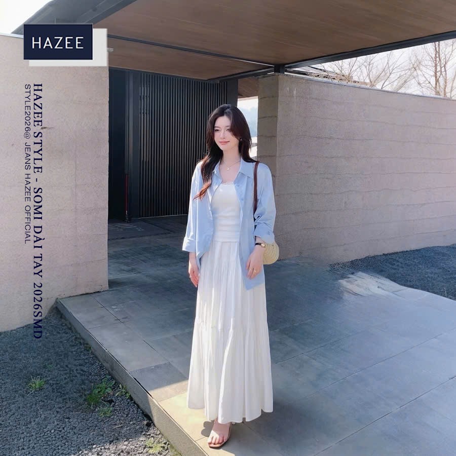 Áo Sơmi hoa cúc HAZEE form rộng vải lụa mềm mịn Unisex, Áo sơ mi nữ dài tay form chuẩn Hàn Quốc