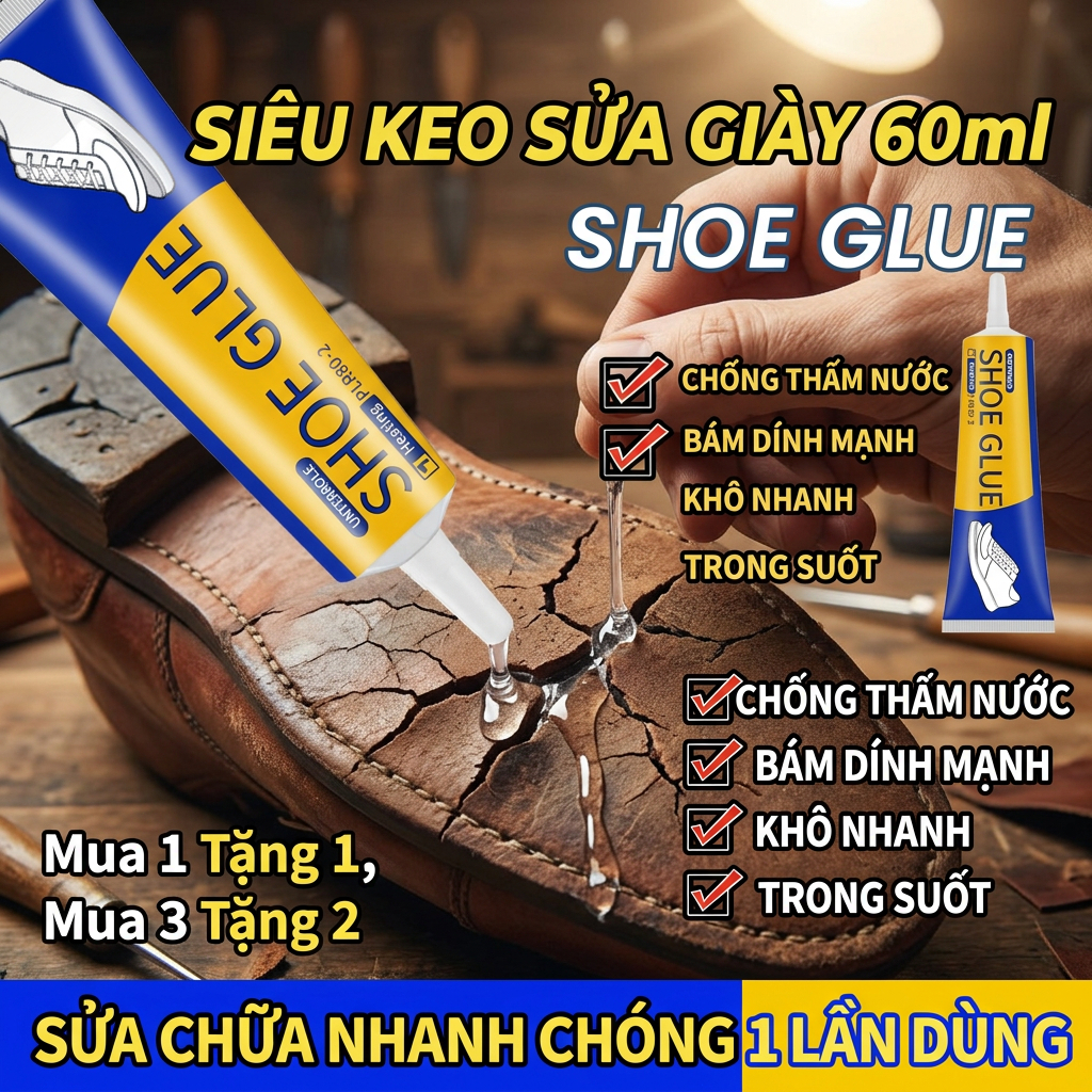 👟 Dính chắc trong 1 giây 🛠️ Mua 2 tặng 1 Keo dán giày, keo dán cao su, chống nước, bền chắc, sửa giày nhanh chóng