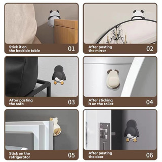 Miếng Dán Tường Chặn Tay Nắm Cửa / Tủ Lạnh Chống Sốc Dày Dặn Bằng Silicon Họa Tiết Hoạt Hình Động Vật Dễ Thương 88541