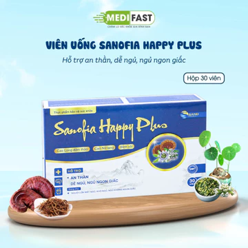 Viên uống Sanofia Happy Plus hỗ trợ an thần, dễ ngủ, ngủ ngon giấc - Hộp 30 viên