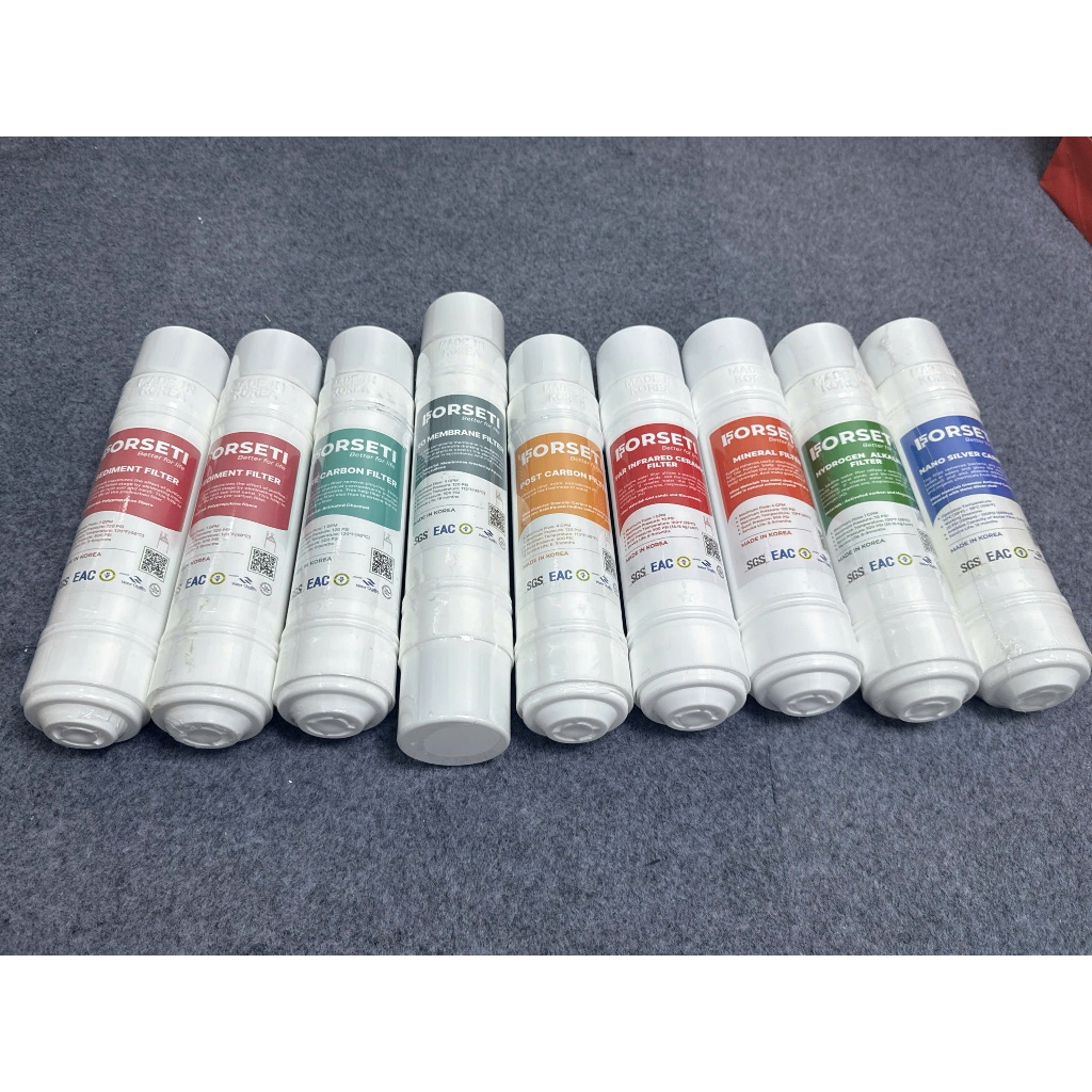 Combo 8 Lõi Lọc FORSETI Gồm 2 Sediment + 2 Pre Carbon + 1 RO + 1 Post Carbon + 1 Infrared + 1 Nano Model WPK-888