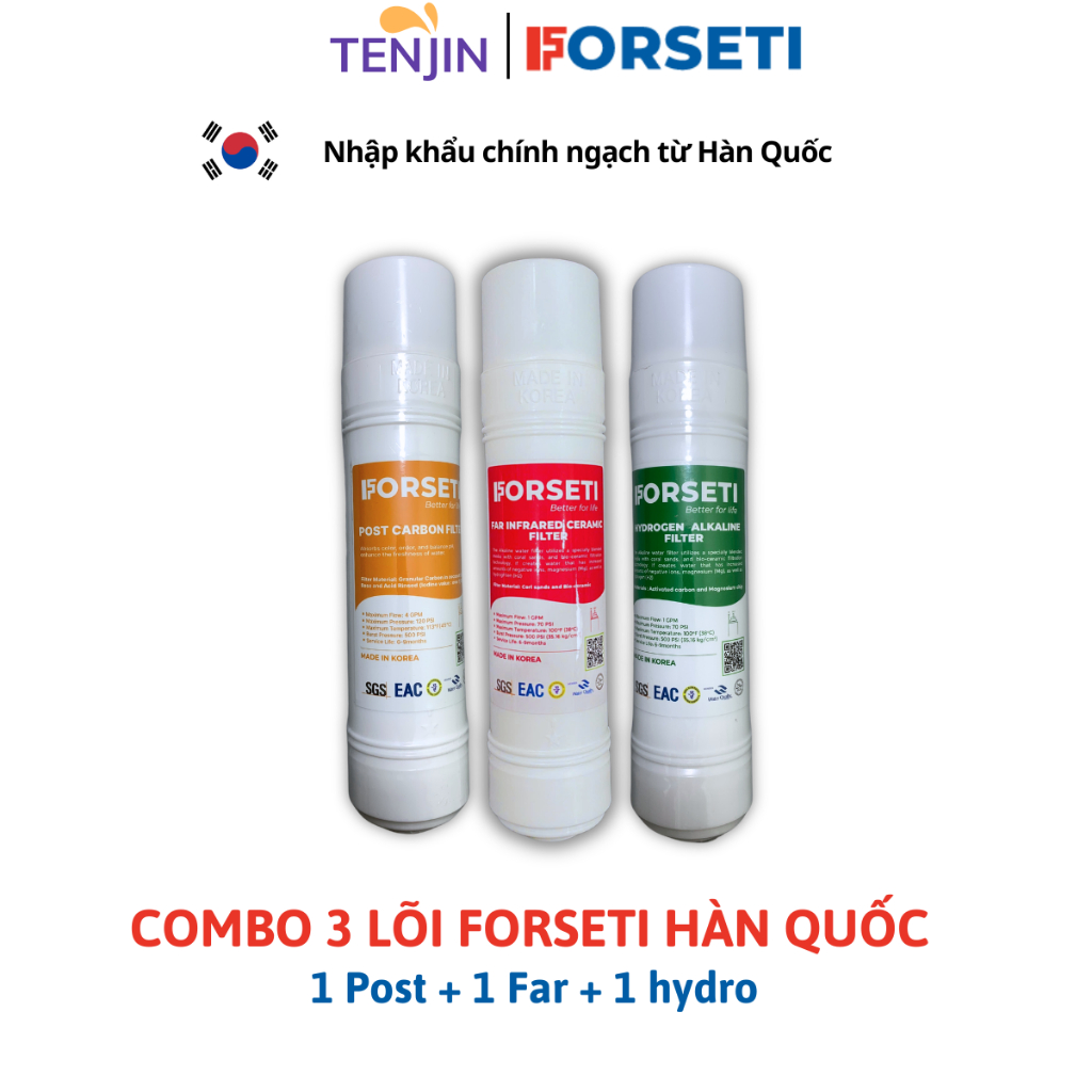 Combo 8 Lõi Lọc Forseti Gồm 2 Sediment 2 Pre Carbon, 1 RO, Post Carbon ,Infrared , Hydrogen Model WPK-888-IHA