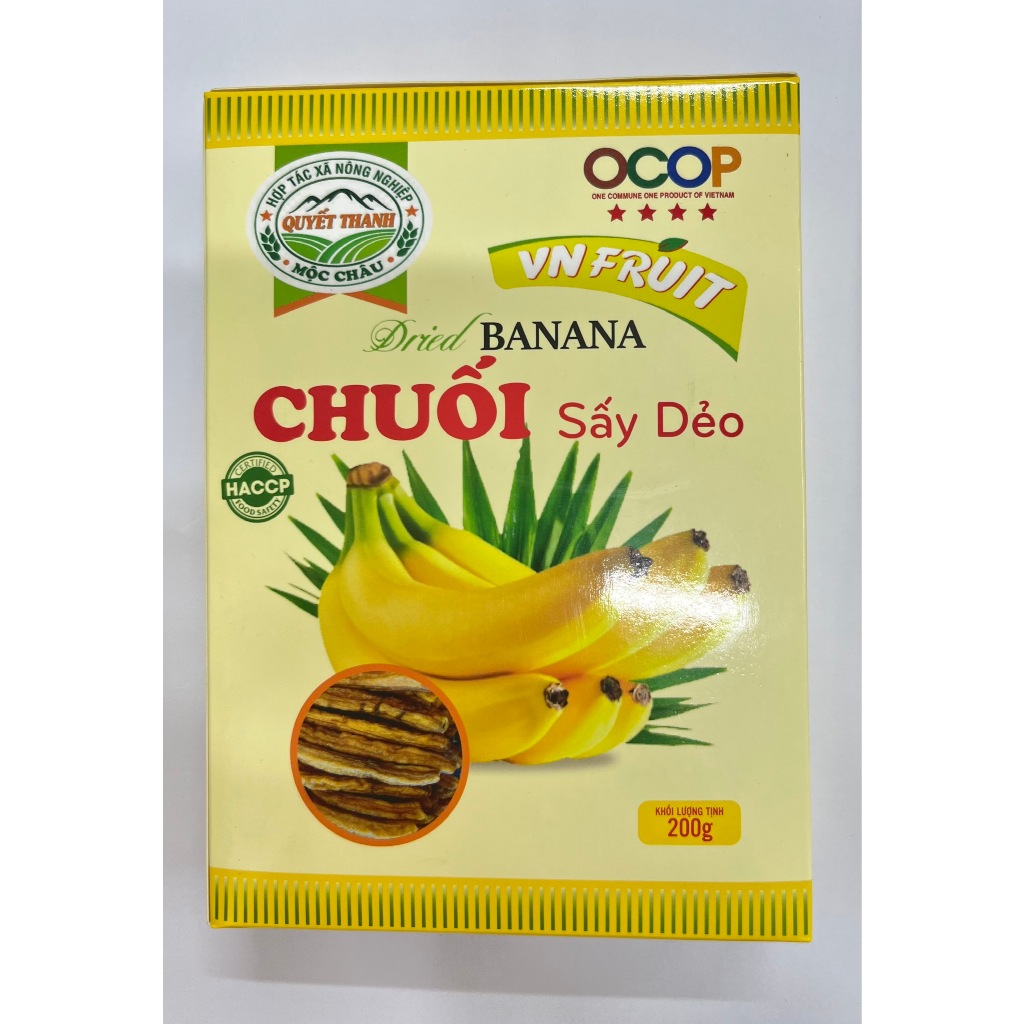 Chuối sấy dẻo nguyên chất - Chuối sấy dẻo đạt tiêu chuẩn OCOP 4 sao túi/hộp 200g