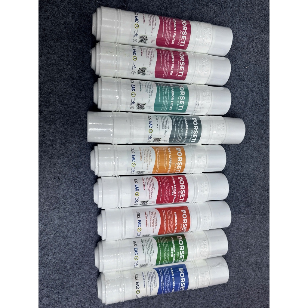 Combo 8 Lõi Lọc FORSETI Gồm 2 Sediment + 2 Pre Carbon + 1 RO + 1 Post Carbon + 1 Infrared + 1 Nano Model WPK-888