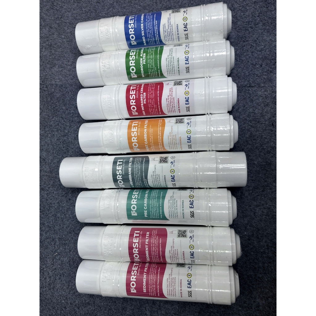 Combo 8 Lõi Lọc Forseti Gồm 2 Sediment 2 Pre Carbon, 1 RO, Post Carbon ,Infrared , Hydrogen Model WPK-888-IHA