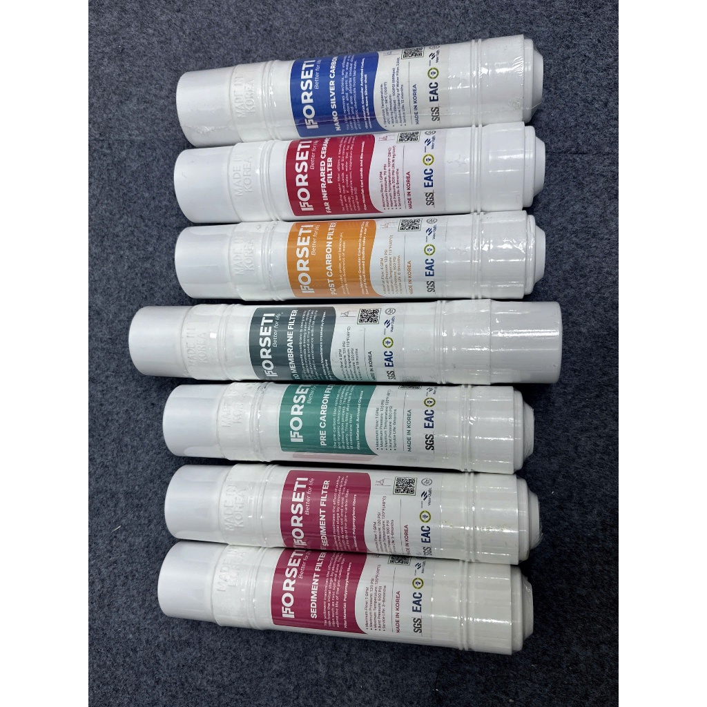 Combo 8 Lõi Lọc Forseti Gồm 2 Sediment 2 Pre Carbon, 1 RO, Post Carbon ,Infrared , Hydrogen Model WPK-888-IHA