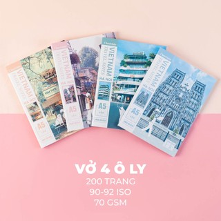 [Ô LY MIỀN NAM] Tập Học Sinh Kẻ 4 Ô Ly A5/B5, Tập Sinh Viên 96/200 Trang CLASSMATE TRAVEL Giấy 70gsm NA5-09-18/019