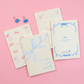Combo 5 Vở Kẻ Ngang Classma BST "Nơ" 100gsm, Giấy Vàng Chống Loá, Bìa Cán Bóng Chống Nước Cao Cấp