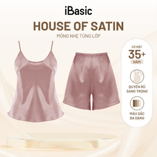 Đồ bộ mặc nhà nữ iBasic lụa satin áo hai dây quần đùi HOMW068