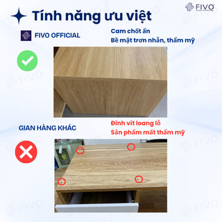 Bàn Trang Điểm Mini Ngồi Bệt Gương Gập Đa Năng FV02 FIVO, Kết Hợp Làm Bàn Học, Hộc Kéo Rộng Rãi, Thiết Kế Không Lộ Vít