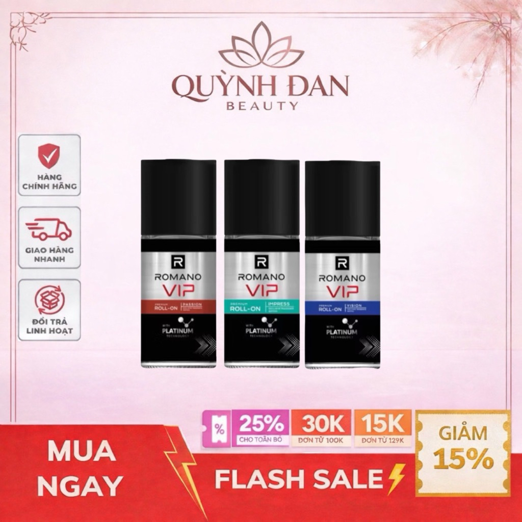 Lăn khử mùi cao cấp Romano VIP Passion / Vision / Impress