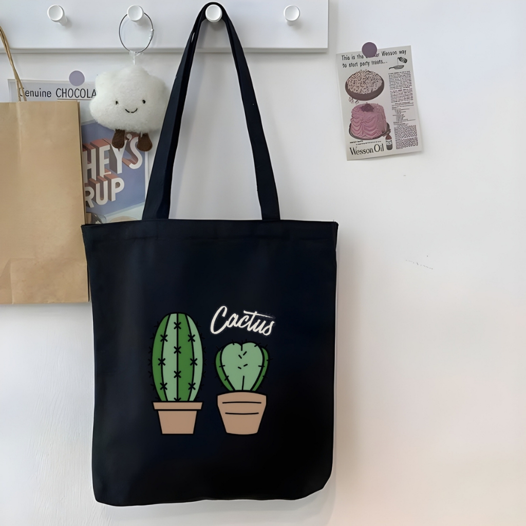 Túi vải tote có khóa kéo,ngăn phụ nhiều hình thời trang túi tote đeo vai dễ thương hottrend đựng vừa A4 35x40cm tota0311