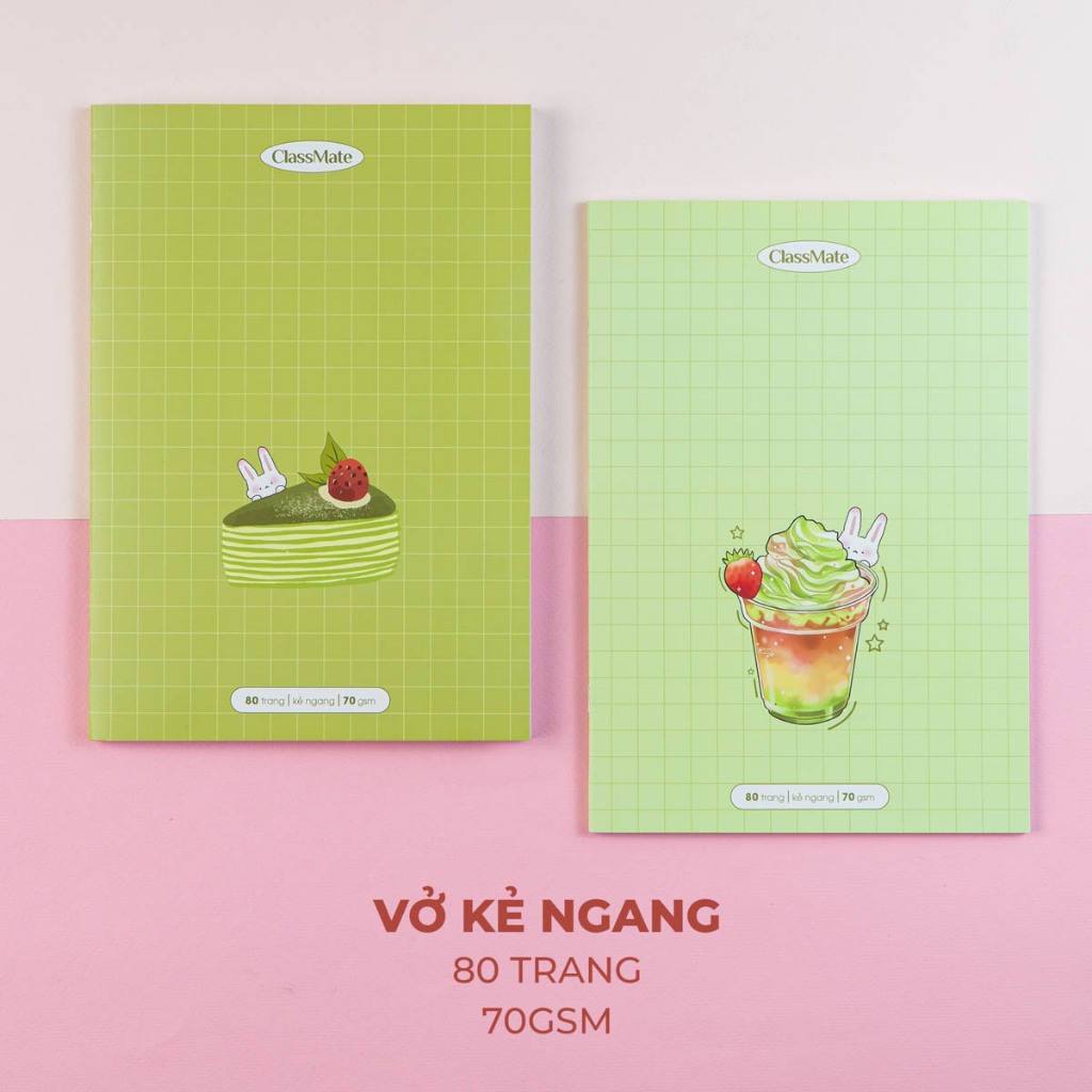 [BST 2026] Combo 3/5/10 Vở Kẻ Ngang Matcha ClassMate Bìa Dày Chống Nước, Giấy Ăn Mực, 70gsm, Tập Vở Viết B5 80/120 Trang