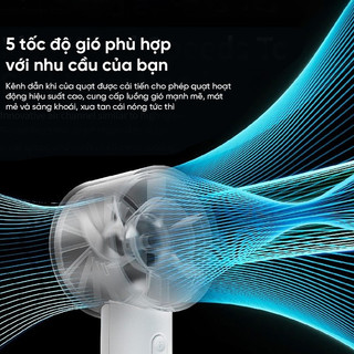 (Quà tặng không bán) Quạt tích điện cầm tay mini Lumias X6 Lite - 5W, 5 tốc độ gió