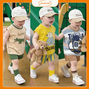 Combo 3 bộ áo 3 lỗ, tone màu mùa hè màu sắc nổi bật cho bé, chất vải cotton mềm thấm hút mồ hôi - B155 - Moonie Kid