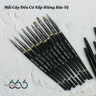 Bộ 10 Cọ Nail LAWEI Chính Hãng Cao Cấp Có Nắp – Set Cọ Vẽ Line, French, Nặn Gel, Detail Chuẩn Salon Thegioinail666