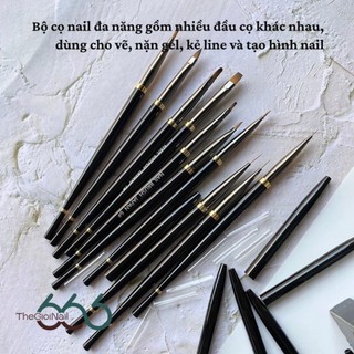 Bộ 10 Cọ Nail LAWEI Chính Hãng Cao Cấp Có Nắp – Set Cọ Vẽ Line, French, Nặn Gel, Detail Chuẩn Salon Thegioinail666