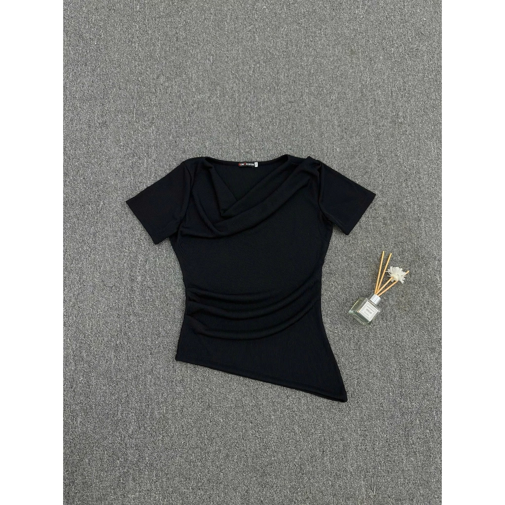Áo Thun Nữ Cổ Thuyền Nhún Thắt Eo Ôm Body Tôn Dáng Chất Thun Gân Tăm Bigsize 45-85kg ESHOP MS592