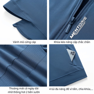 Áo Chống Nắng Thun Lạnh Nữ Mentoris, UPF 50+ Chống Tia UV, Áo Khoác Có Mũ Trùm Kín Mặt, MCN01S