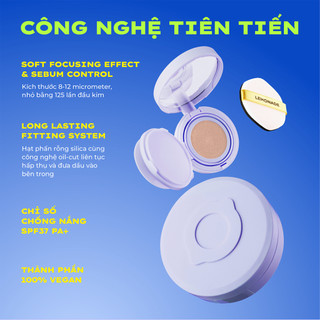 Phấn nước mỏng nhẹ kiềm dầu thuần chay chống nắng Lemonade SuperMatte No Makeup Cushion 15g