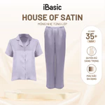 Đồ bộ mặc nhà nữ iBasic lụa satin áo tay ngắn quần dài HOMW070 — ảnh 2