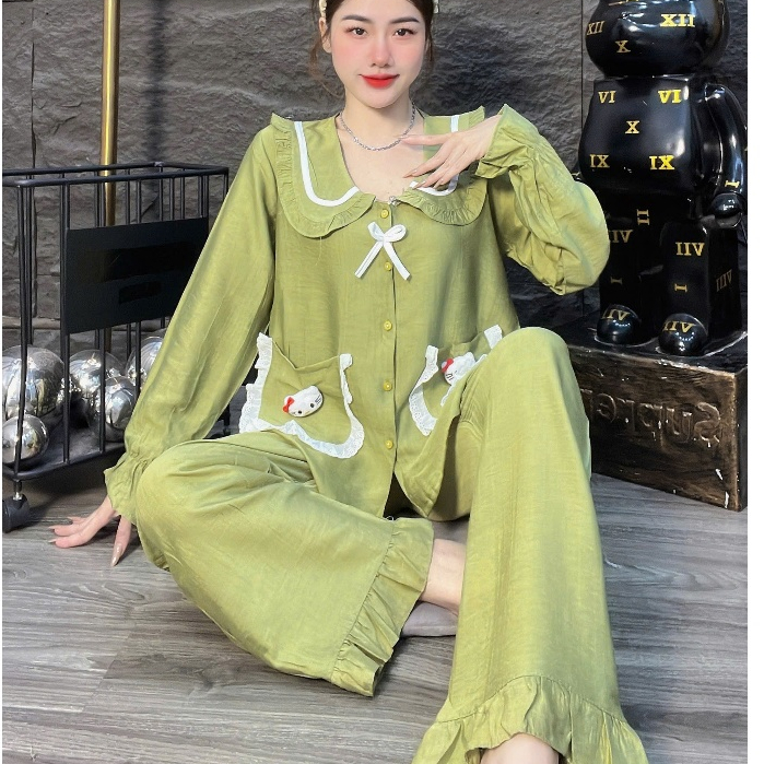 Đồ bộ nữ đồ mặc nhà,đồ ngủ nữ dễ thương,đồ xinh đũi tiểu thư cao cấp trơn đủ màu túi hello kitty[02]