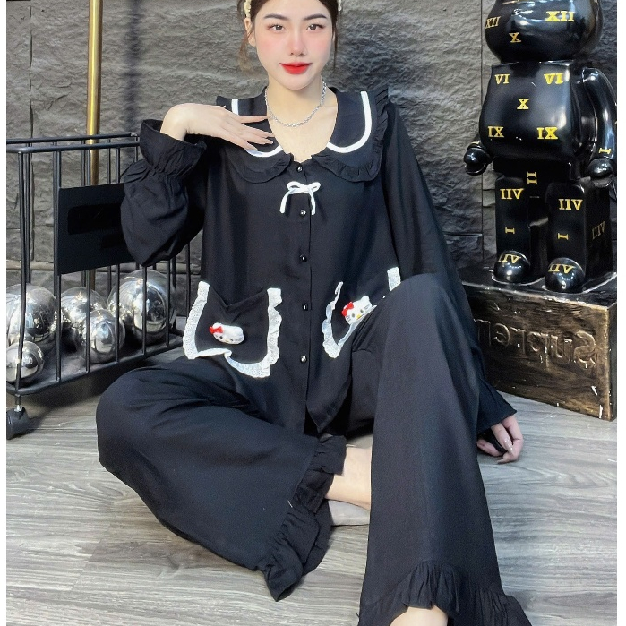Đồ bộ nữ đồ mặc nhà,đồ ngủ nữ dễ thương,đồ xinh đũi tiểu thư cao cấp trơn đủ màu túi hello kitty[02]