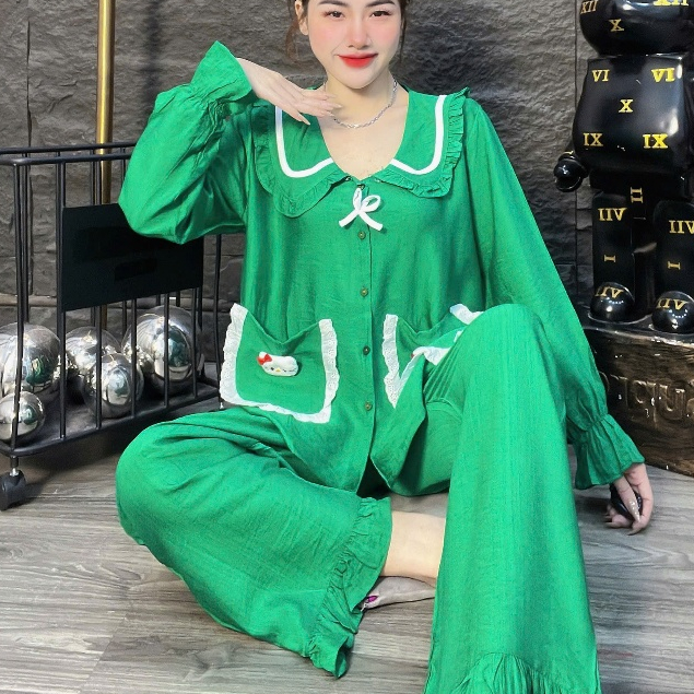 Đồ bộ nữ đồ mặc nhà,đồ ngủ nữ dễ thương,đồ xinh đũi tiểu thư cao cấp trơn đủ màu túi hello kitty[02]
