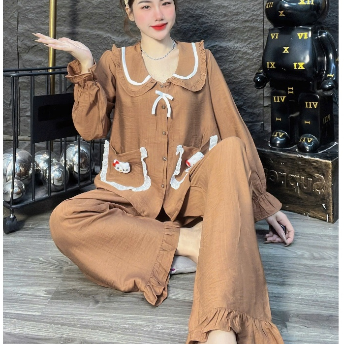 Đồ bộ nữ đồ mặc nhà,đồ ngủ nữ dễ thương,đồ xinh đũi tiểu thư cao cấp trơn đủ màu túi hello kitty[02]