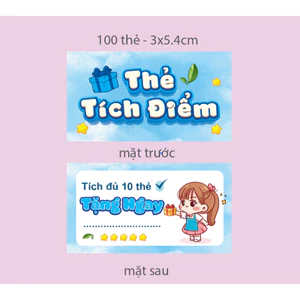 Thẻ tích điểm giặt sấy, trà sữa, cà phê, ăn vặt, nước mía, gội đầu...size 3x5,4cm