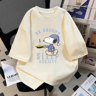 áo thun phông nữ nam form rộng tay lỡ unisex chất liệu cotton thấm hút mồ hôi in hình BE SNOOPY