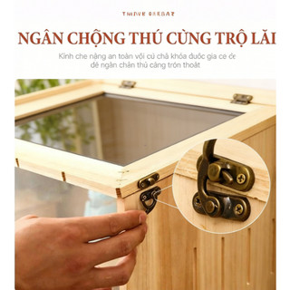 Lồng nuôi thú cưng gỗ mica trong suốt an toàn cho vật nuôi