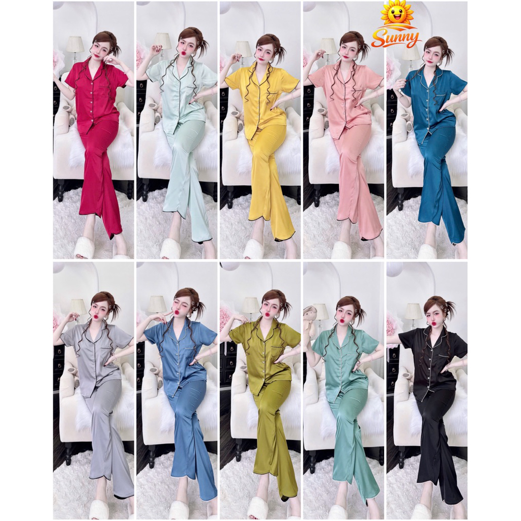 (11/04/2026)Tay ngắn quần dài pijama lụa latin trơn,latin mềm nhẹ mát