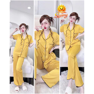 Tay ngắn quần dài pijama lụa latin trơn,latin mềm nhẹ mát