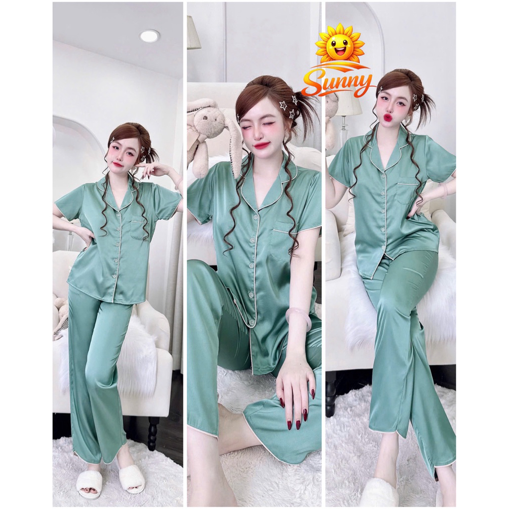 (11/04/2026)Tay ngắn quần dài pijama lụa latin trơn,latin mềm nhẹ mát