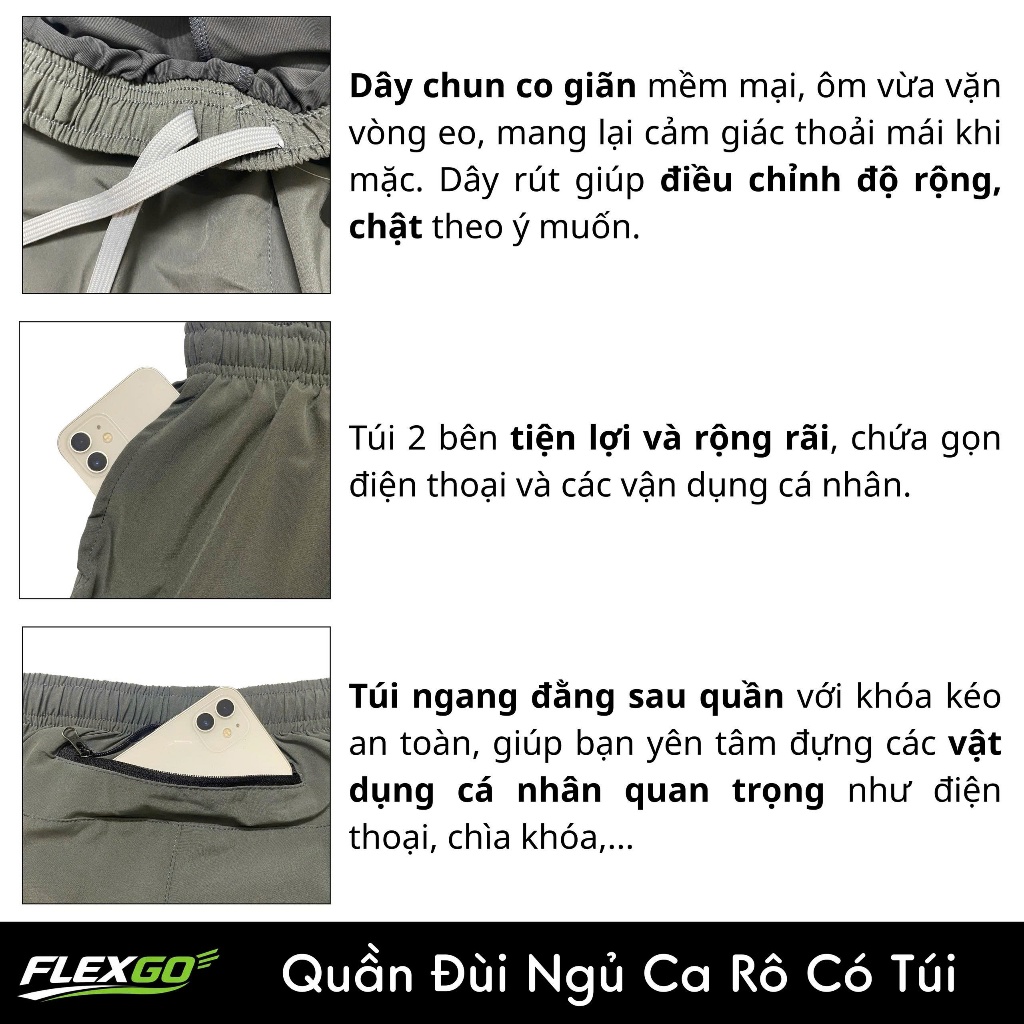 (Hỏa tốc HCM) Quần Short Nam Flexgo 2 Lớp Chạy Bộ Có Túi Khóa Sau  Quần Thể Thao Gym Co Giãn, Nhanh Khô, Đựng Điện Thoại