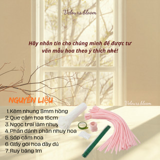 Set DIY 50 bông Làm Bó Hoa Cúc Mini Kẽm Nhung Handmade [Velours.bloom] - Đầy Đủ Phụ Kiện (Kèm Video Hướng Dẫn)