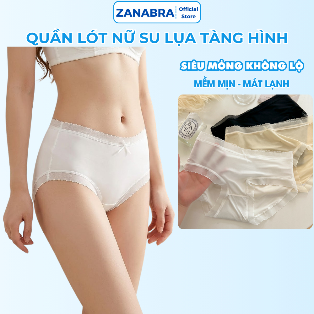 Quần Lót Nữ Su Mịn Đính Nơ, Quần Lót Su Viền Ren Cạp Vừa Co Dãn 4 Chiều ZANABRA L369