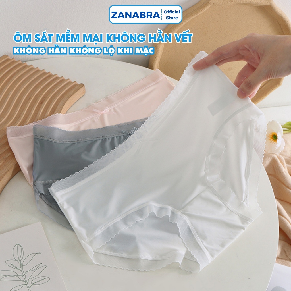Quần Lót Nữ Su Mịn Đính Nơ, Quần Lót Su Viền Ren Cạp Vừa Co Dãn 4 Chiều ZANABRA L369
