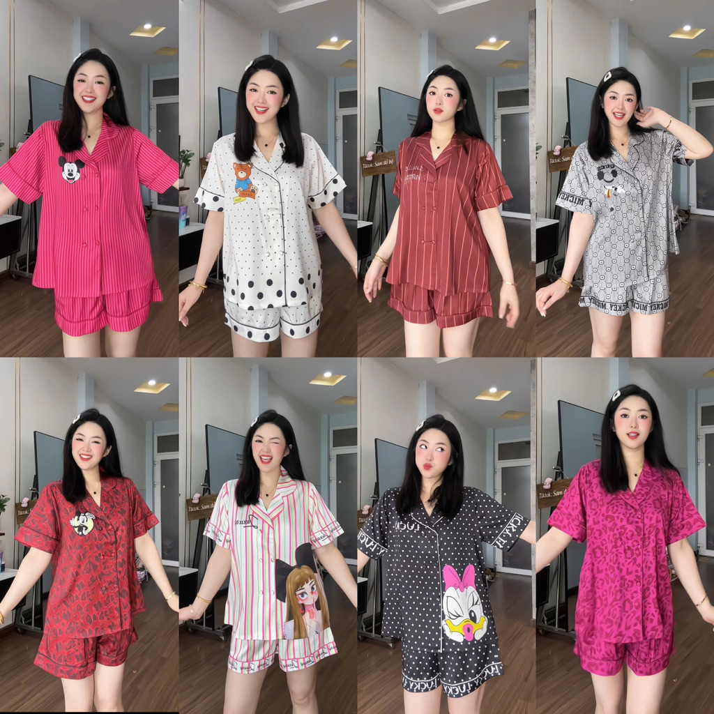 Đùi vest - bộ ngủ pijama lụa mịn dày dặn phom vest sang 40-65kg