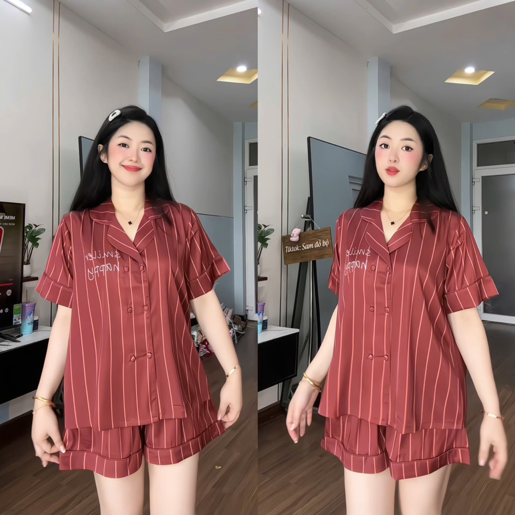 Đùi vest - bộ ngủ pijama lụa mịn dày dặn phom vest sang 40-65kg