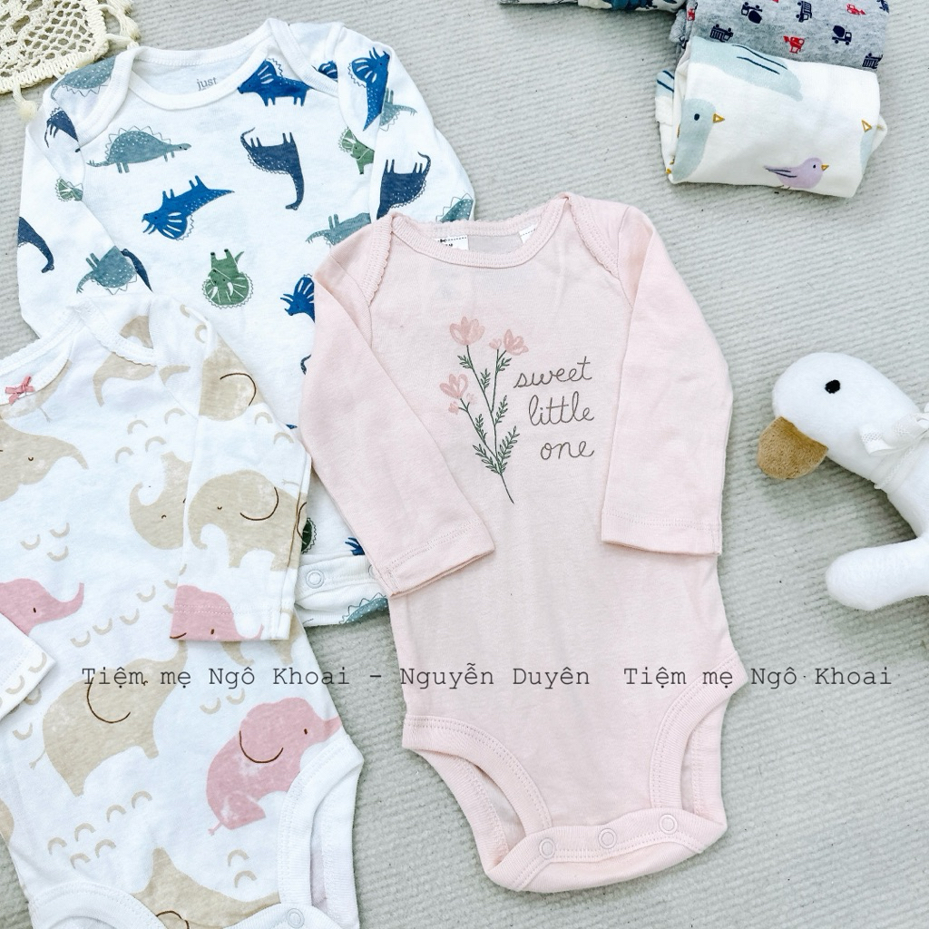 [MD75] 0-3M Body suit dài tay xuất xịn cho bé trai và gái chất liệu cotton mềm mát