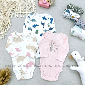 0-3M Body suit dài tay xuất xịn cho bé trai và gái chất liệu cotton mềm mát