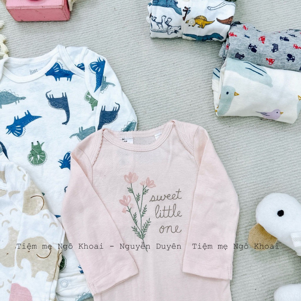 [MD75] 0-3M Body suit dài tay xuất xịn cho bé trai và gái chất liệu cotton mềm mát