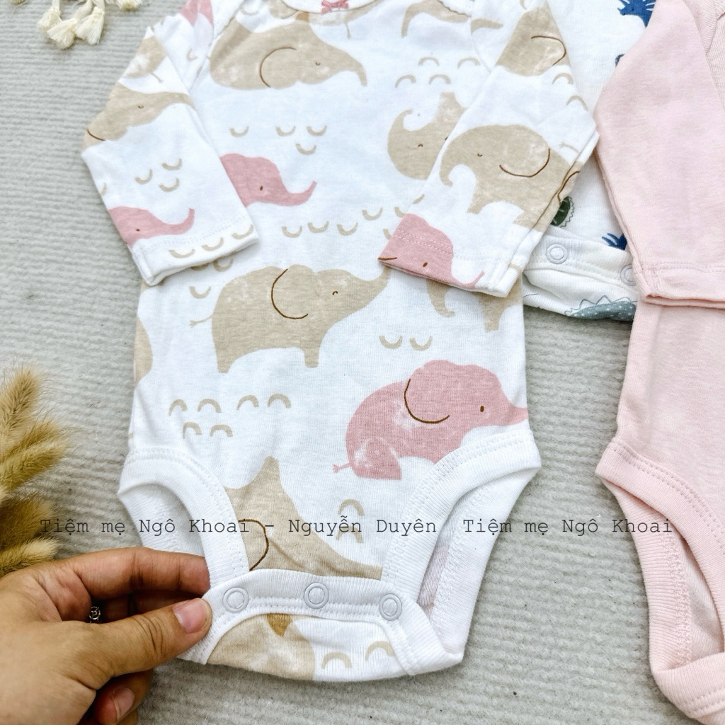 [MD75] 0-3M Body suit dài tay xuất xịn cho bé trai và gái chất liệu cotton mềm mát