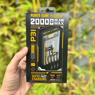 Pin Dự Phòng PHANTOM P31 20000mAh tích hợp 3 cổng 3 cáp - hỗ trợ QC 22.5 và PD 20W - Phụ Kiện Nhất Tín