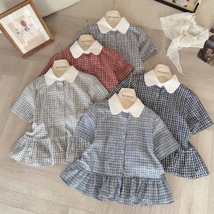 Áo sơ mi kẻ cổ sen phối cổ trắng chất mềm mát A139
