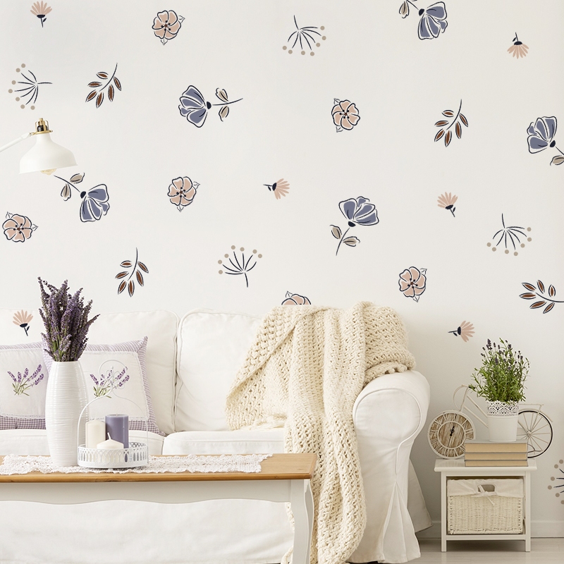 [Nhiều Mẫu Bộ 2] Decal Dán Tường Họa Tiết Hoa Cỏ Lá Cây Có Keo Sẵn - Trang Trí Tường Nhà, Quán Cà Phê