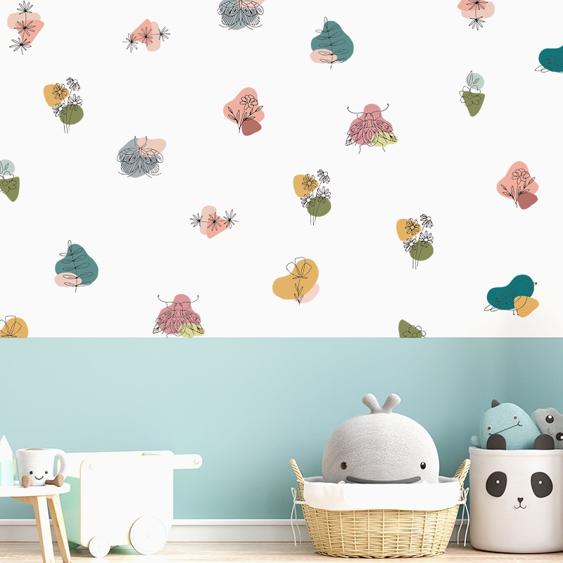 [Nhiều Mẫu Bộ 2] Decal Dán Tường Họa Tiết Hoa Cỏ Lá Cây Có Keo Sẵn - Trang Trí Tường Nhà, Quán Cà Phê